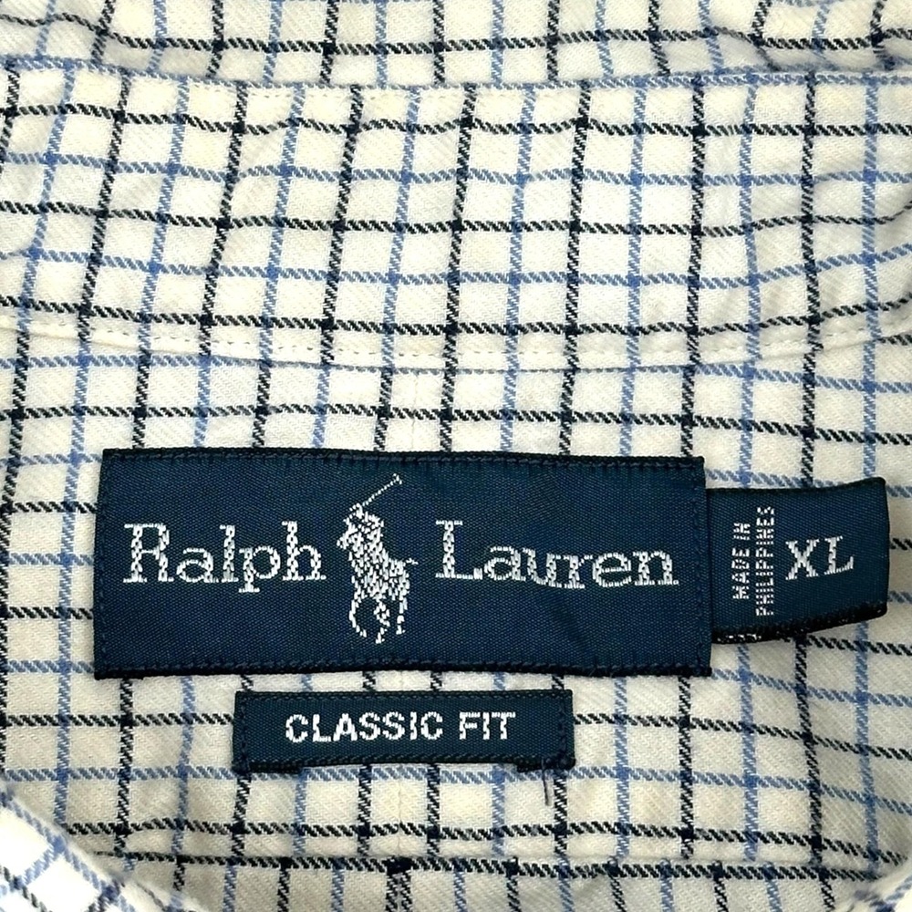 Ralph Lauren Shirt‎ Mens XL Blue White Plaid Classic Fit Button Down Valdosta CC - Picture 7 of 9